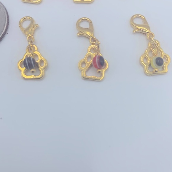 Evil Eye Bead & Paw Charm, Claw Clasp Clip-on for Small Pet Collar or Keychain - Picture 2 of 10